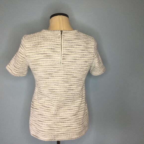 Anthro Postmark Small Boucle Cream Metallic Top - Picture 3 of 3